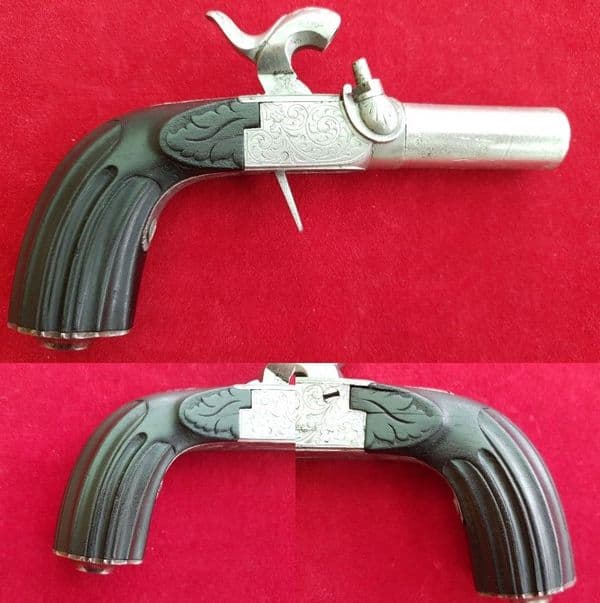 A fine Belgian .52 percussion pocket pistol with a screw-off barrel. Circa 1840. Ref 2405